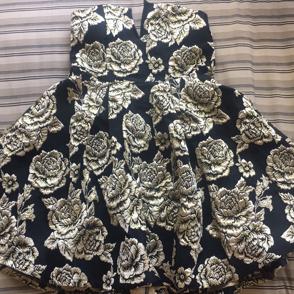Cute Strapless Rose Floral Cocktail Dress
